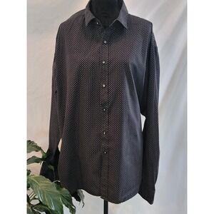 Gentlemens Outfitters Mens 2X Black Polka Dot Button Down Shirt Long‎ Sleeve L/S